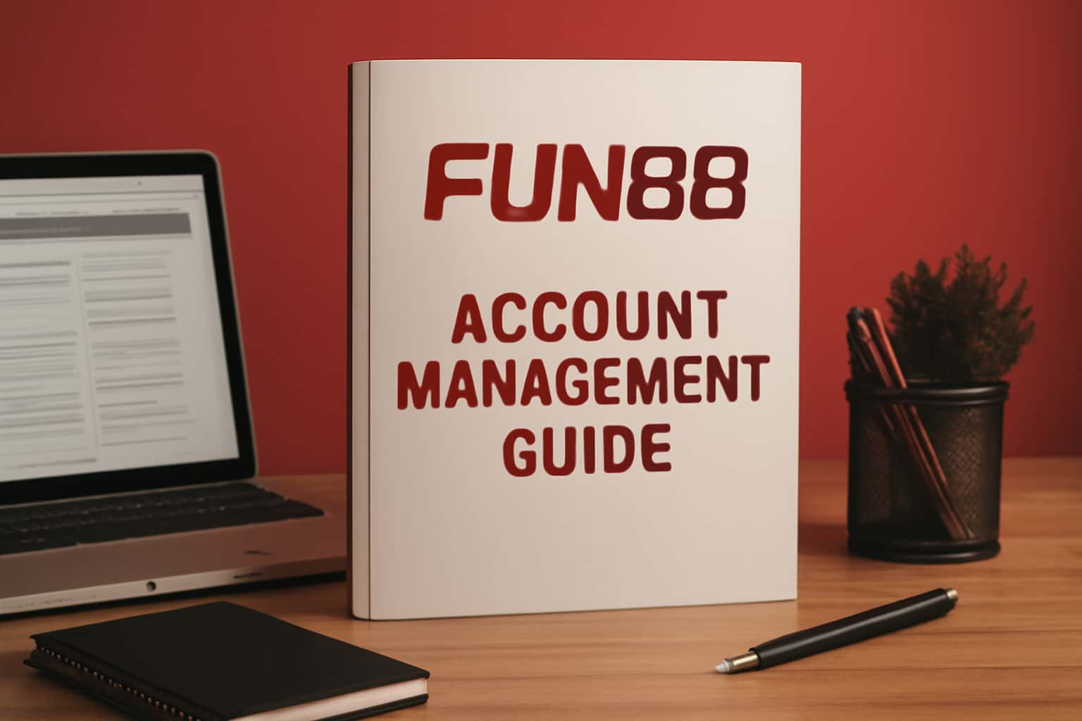 An informational scene representing the Fun88 Account Management Guide with the text prominently displayed.