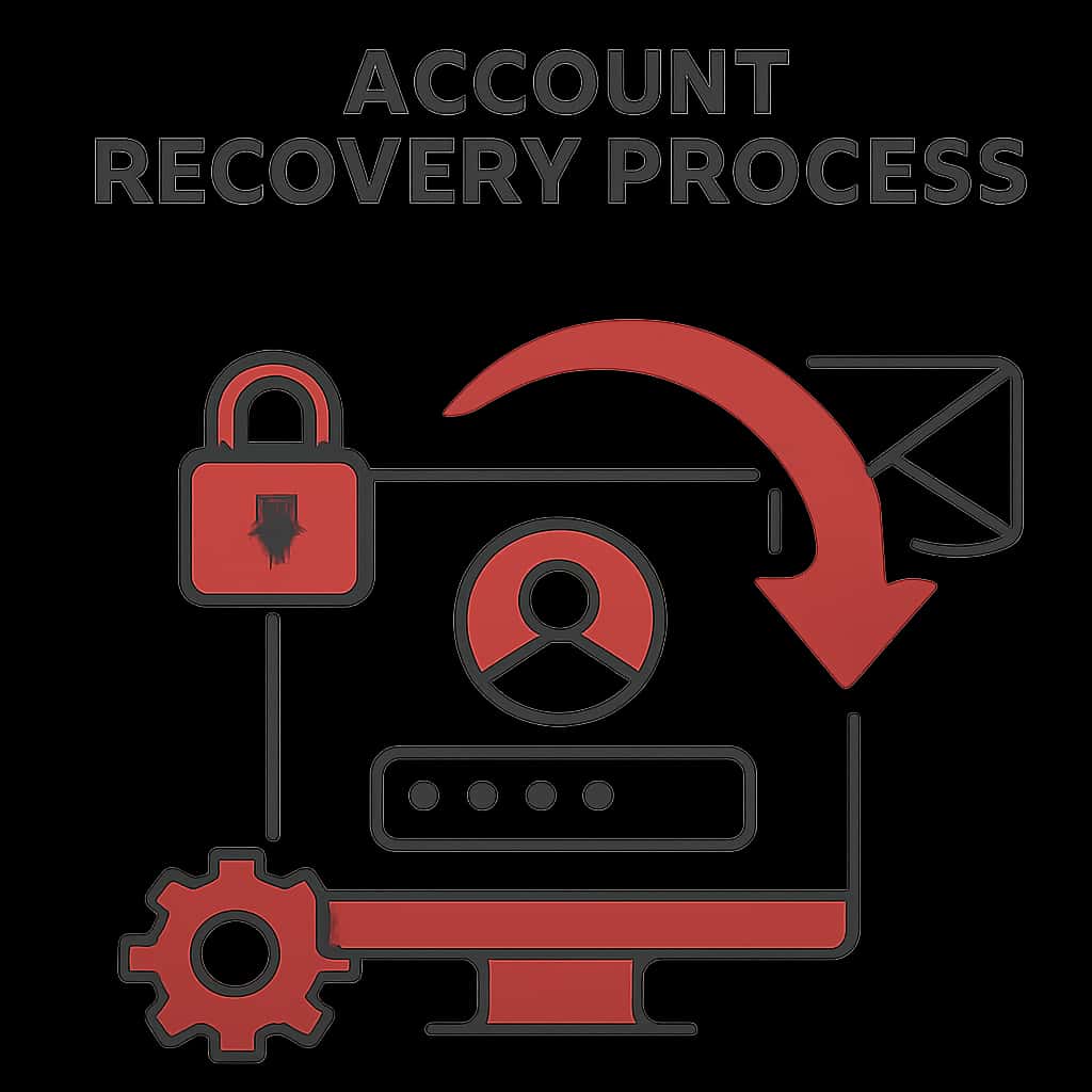 An educational diagram outlining the steps in the Fun88 Account Recovery Process.