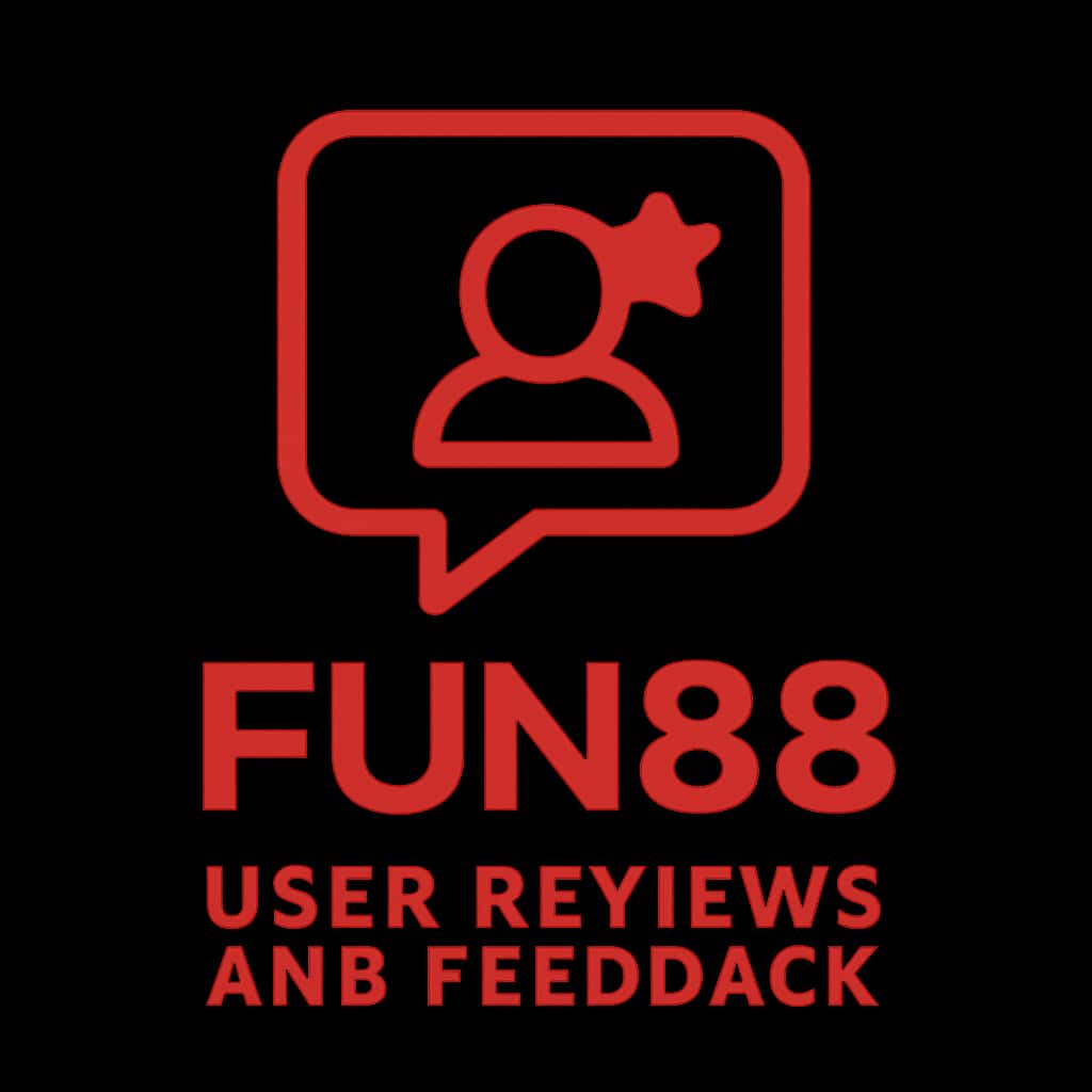 A professional badge representing Fun88 User Reviews and Feedback with #c4181a elements.