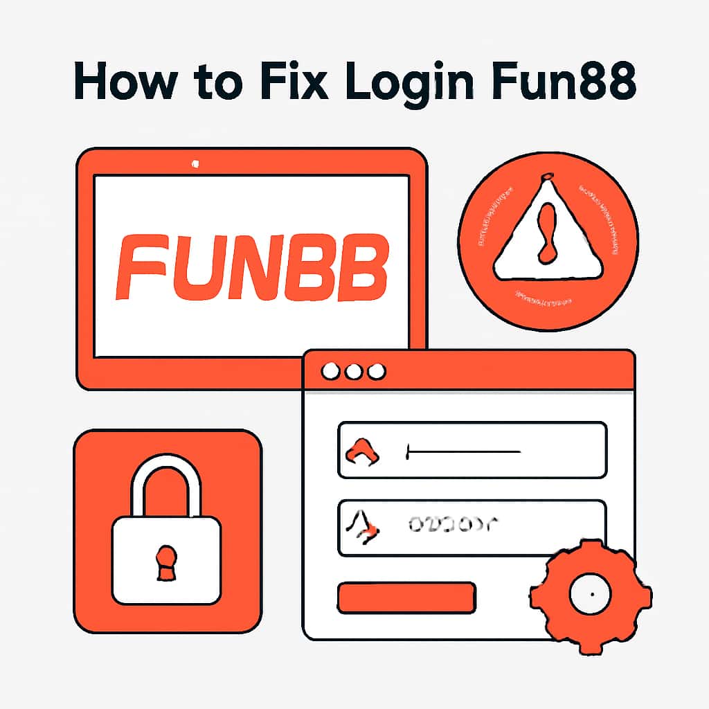 An educational diagram illustrating steps to troubleshoot Fun88 login issues.