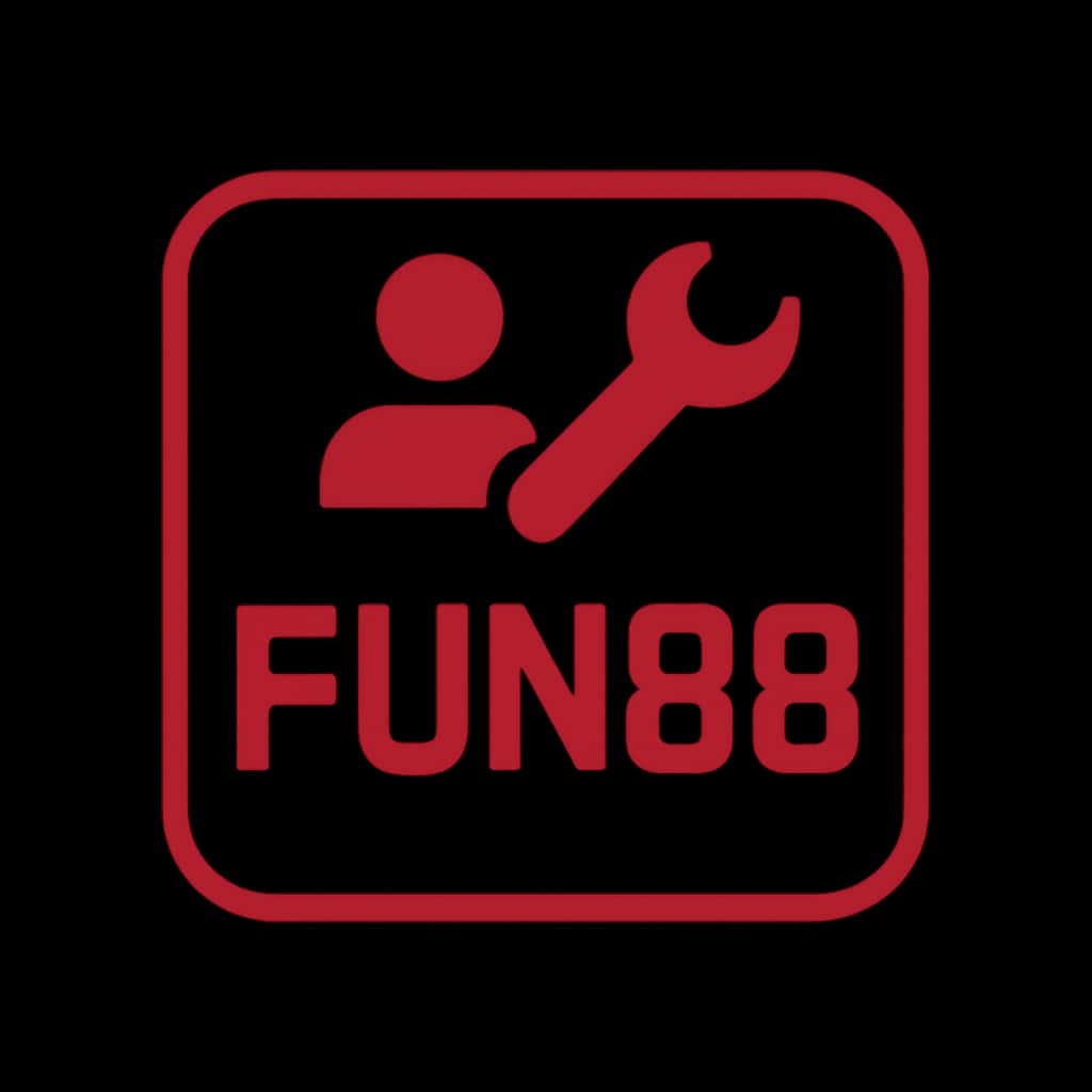 A simple badge emphasizing login assistance for Fun88.