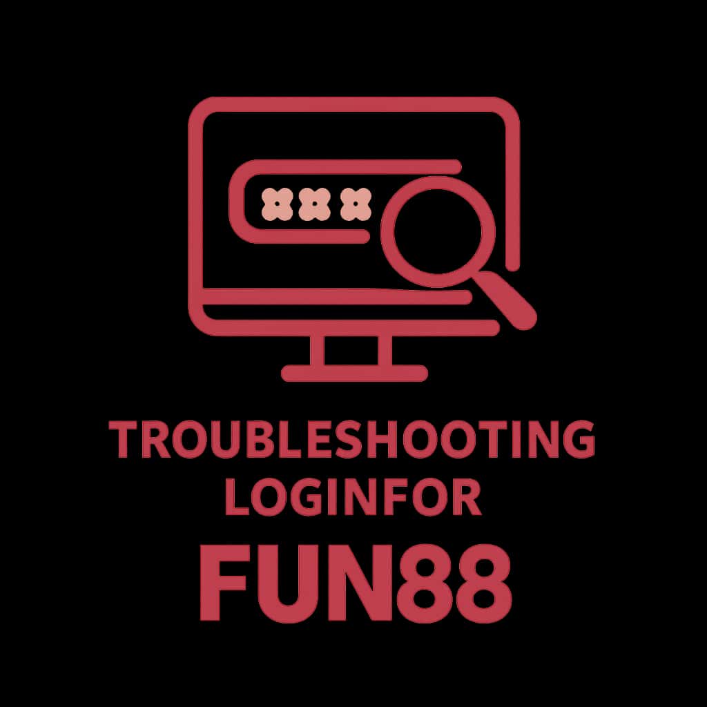 A professional icon symbolizing troubleshooting login for Fun88 in #c4181a.