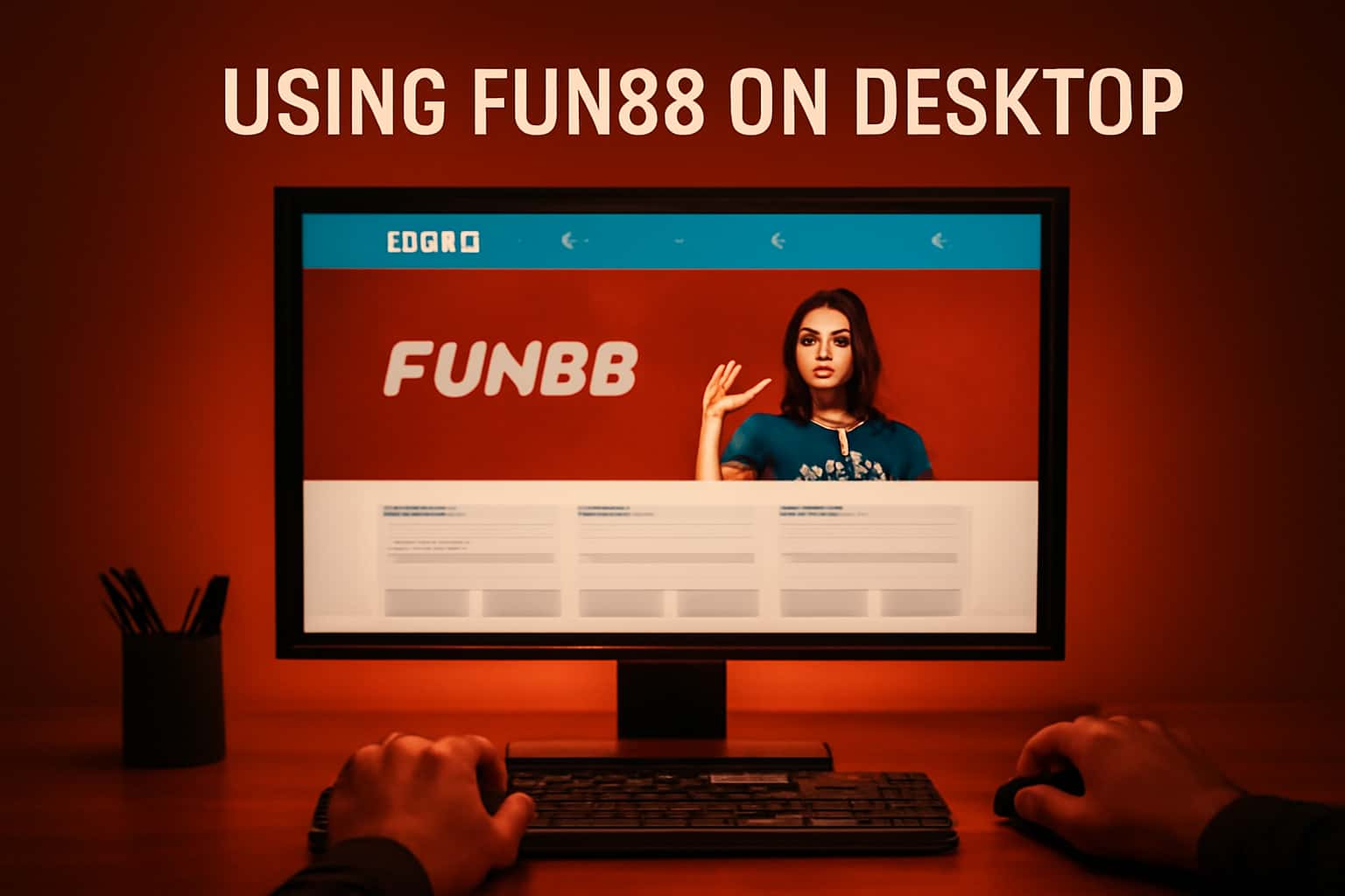An informational scene representing the Fun88 platform on desktop.